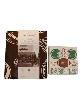Kirkton House football 52 X 70 vinyl tablecloth and Game Day napkins set